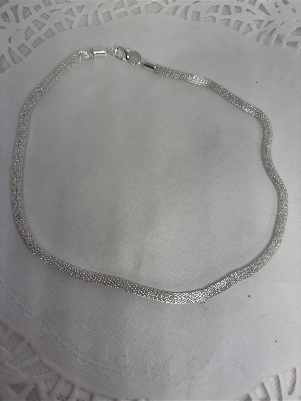 925 Sterling Silver Liquid Mesh Tube Necklace 18” - Includes Free Charm
